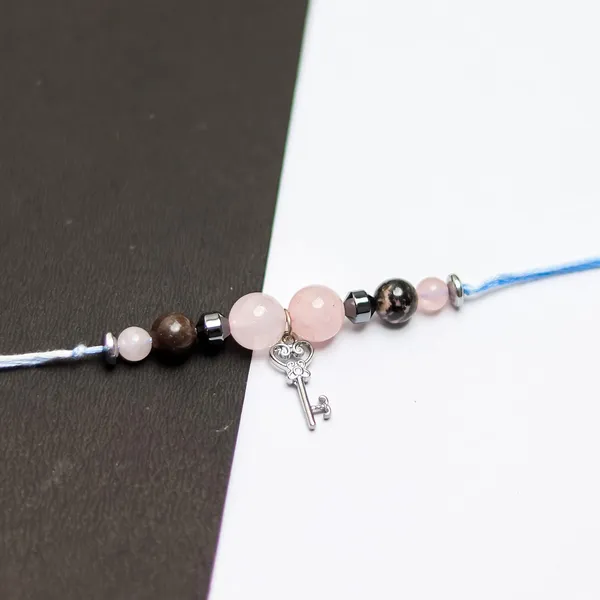 Love_And_Relationship_Crystal_Rakhi_For_Your_Brother_Healing_Rose_Quartz_&_Rhodonite,_Reiki_Charged,_Balances_Heart_Chakra