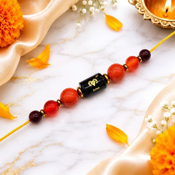 Warrior’S_Flame_Aries_Rashi_Rakhi_For_Brother_|_Red_Carnelian_Red_Jasper_Garnet_Crystal_On_Mauli_Thread_|_Spiritual_Zodiac_|_Reiki_Energized_Raksha_Bandhan_Gift