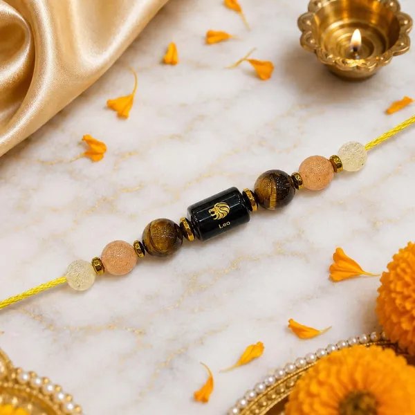 Leo_Rashi_Rakhi_For_Brother_-_The_Sovereign_Sun_|_Sunstone_Tiger'S_Eye_Citrine_Crystal_|_Spiritual_Zodiac_|_Reiki_Energized_Raksha_Bandhan_Gift