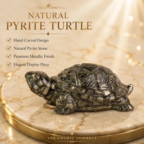 Natural_Pyrite_Crystal_Turtle_Figurine_Unique_Desk_Decor_&_Collector'S_Item_For_Attract_Wealth_And_Abundance_In_Your_Home_And_Office_(Turtle_With_Raw_Selenite_Plate)