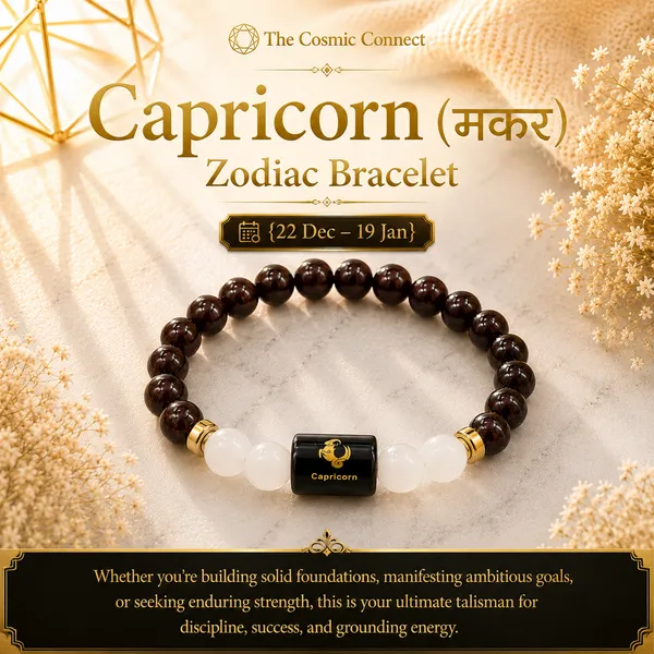 Capricorn_Rashi_Zodiac_Bracelet_–_Natural_Garnet_&_Milky_Quartz_Beaded_Bracelet_For_Makar_Rashi
