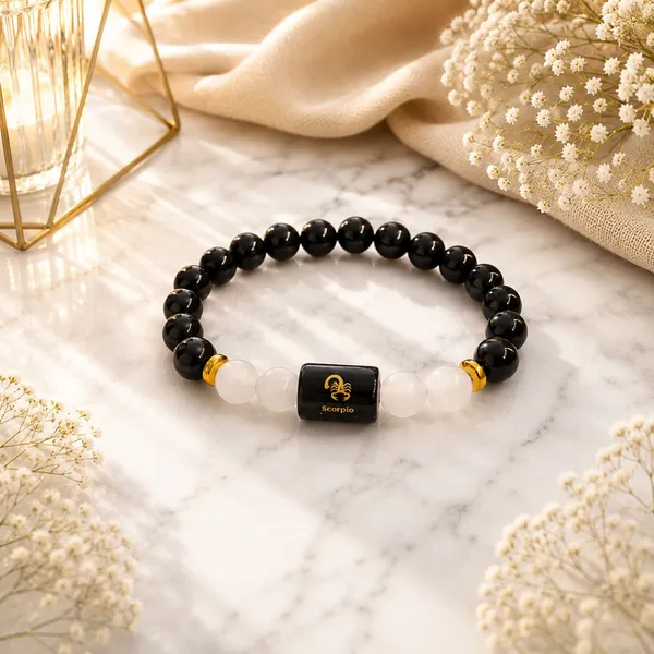 Scorpio_Rashi_Zodiac_Bracelet_–_Natural_Black_Obsidian_&_Milky_Quartz_Beaded_Bracelet_For_Vrishchik_Rashi