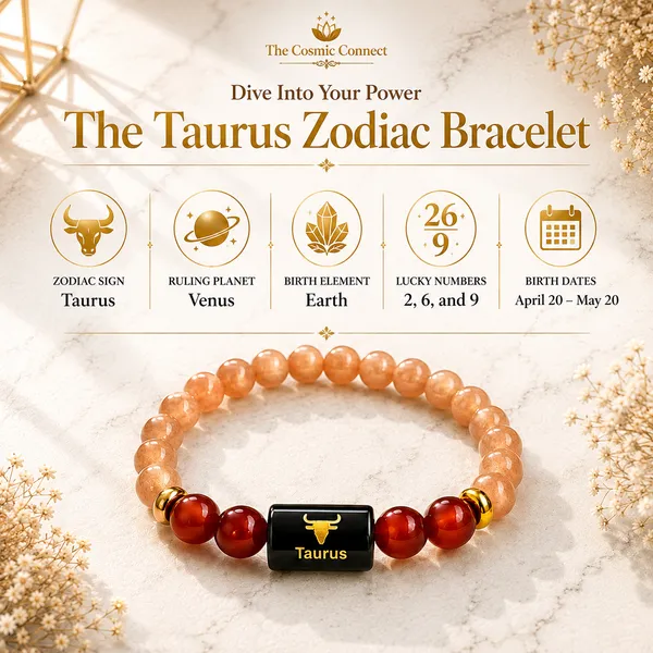 Taurus_Rashi_Zodiac_Bracelet_With_Raw_Moroccan_Selenite_Plate_–_Natural_Sunstone_&_Carnelian_Beaded_Bracelet_For_Vrishabha_Rashi