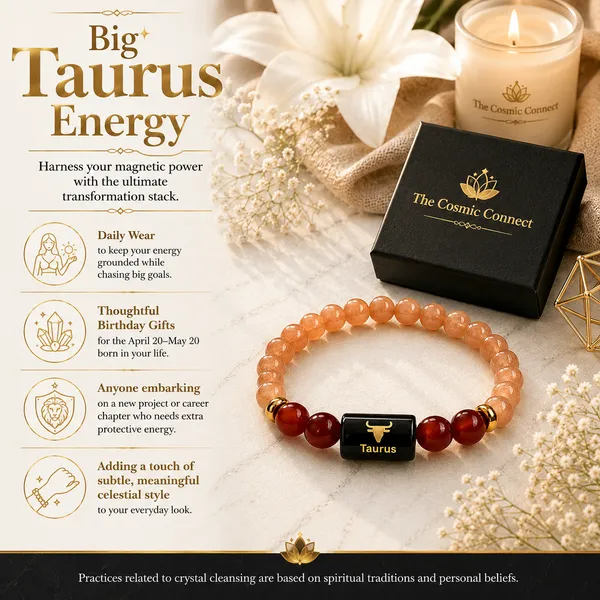 Taurus_Rashi_Zodiac_Bracelet_With_Raw_Moroccan_Selenite_Plate_–_Natural_Sunstone_&_Carnelian_Beaded_Bracelet_For_Vrishabha_Rashi