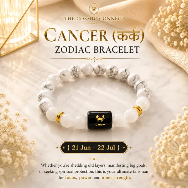 Cancer_Rashi_Zodiac_Bracelet_With_Raw_Moroccan_Selenite_Plate_–_Natural_Howlite_&_Milky_Quartz_Beaded_Bracelet_For_Karka_Rashi