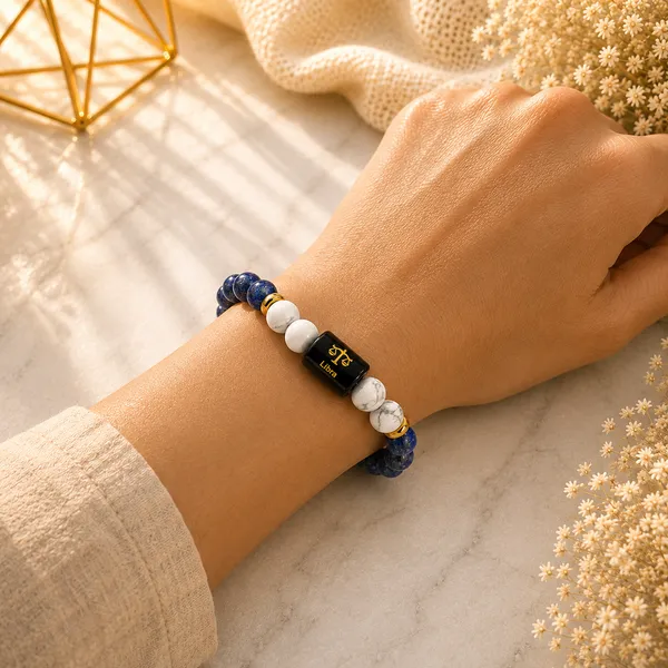 Libra_Rashi_Zodiac_Bracelet_–_Natural_Lapis_Lazuli_&_Howlite_Beaded_Bracelet_For_Tula_Rashi