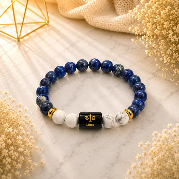 Libra_Rashi_Zodiac_Bracelet_–_Natural_Lapis_Lazuli_&_Howlite_Beaded_Bracelet_For_Tula_Rashi