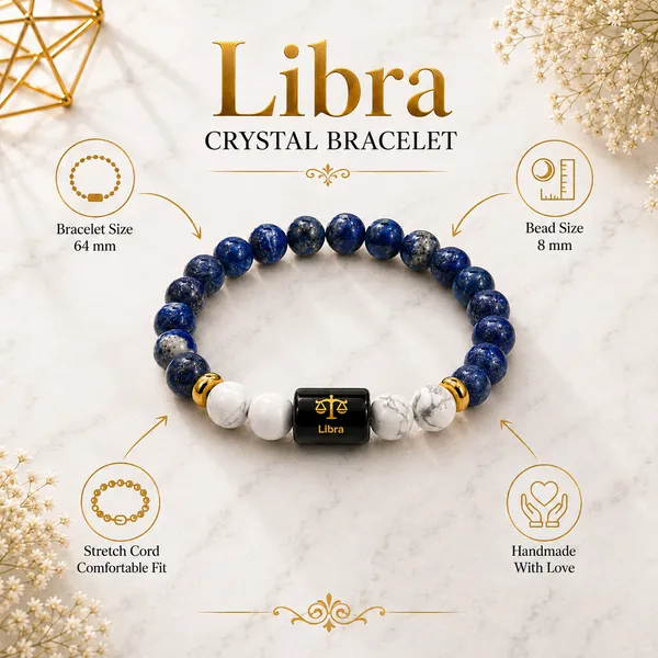Libra_Rashi_Zodiac_Bracelet_–_Natural_Lapis_Lazuli_&_Howlite_Beaded_Bracelet_For_Tula_Rashi