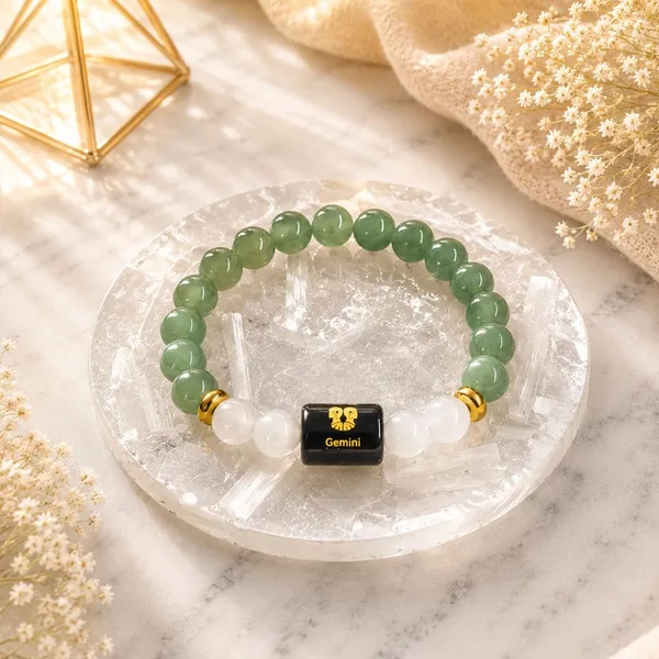 Gemini_Rashi_Zodiac_Bracelet_With_Raw_Moroccan_Selenite_Plate_–_Natural_Green_Aventurine_&_Milky_Quartz_Beaded_Bracelet_For_Mithun_Rashi