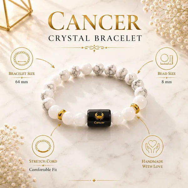 Cancer_Rashi_Zodiac_Bracelet_–_Natural_Howlite_&_Milky_Quartz_Beaded_Bracelet_For_Karka_Rashi
