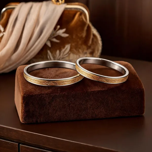 Pack_Of_2_Pairs_|_Silver_Metal_Non_Adjustable_Bangle_For_Women