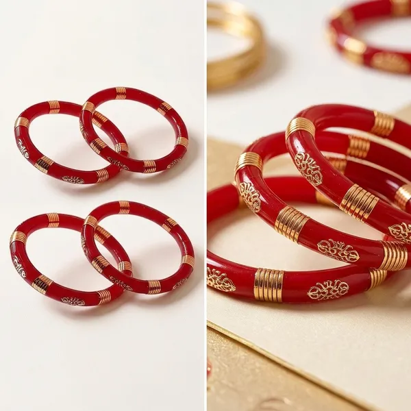 Pack_Of_2_Pairs_|_Red_Plastic_Gold_Detail_Western_Casual_Bangle_Set_For_Women