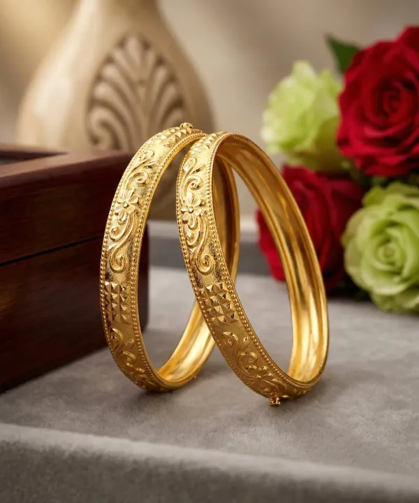 Pack_Of_2_Pairs_|_Gold_Copper_Floral_Engraved_Designer_Bauti_Bangle_For_Women
