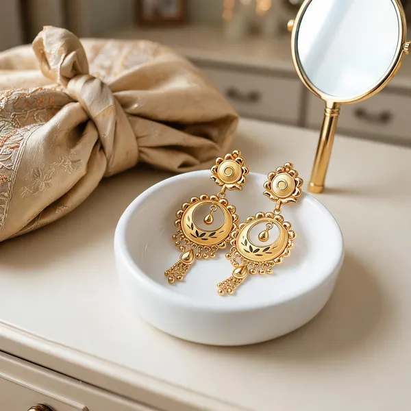 Pack_Of_2_Pairs_|_Gold_Copper_Teardrop_Leaf_Motif_Drop_Earrings_For_Women