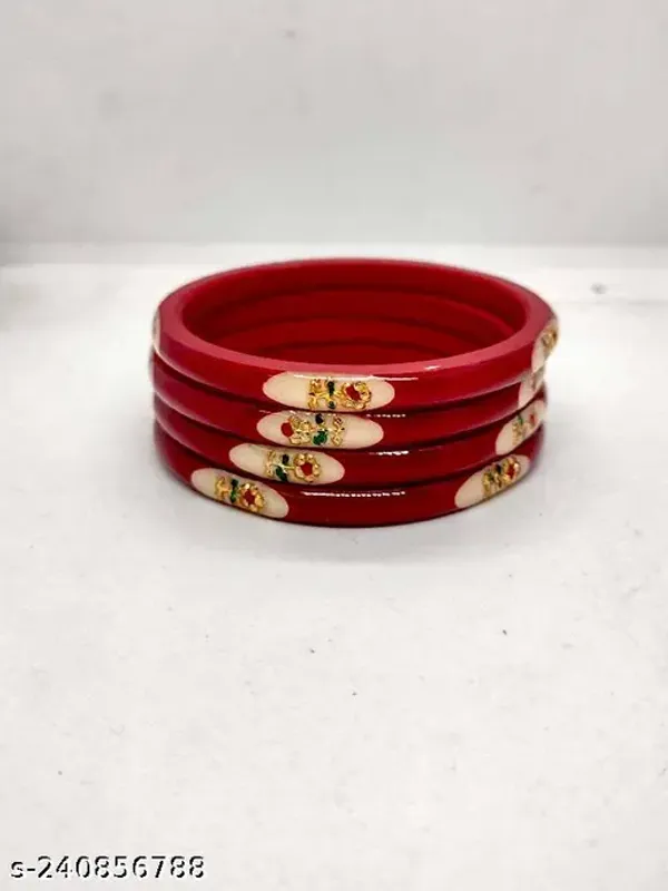 Pack_Of_2_Pairs_|_Red_Gold_Plated_Acrylic_Shakha_Pola_Bangle_Set_For_Women