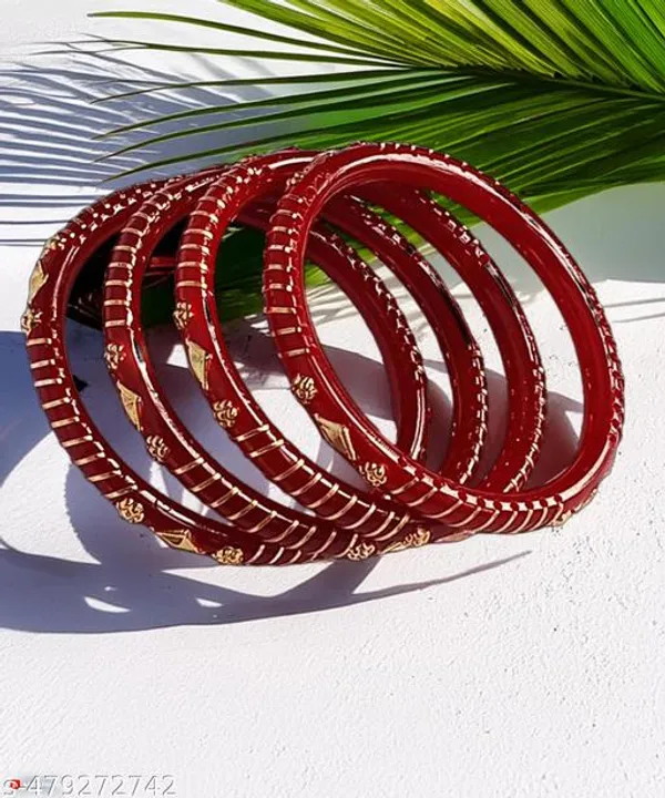 Pack_Of_2_Pairs_|_Maroon_Gold_Plated_Plastic_Shakha_Pola_Bangle_For_Women
