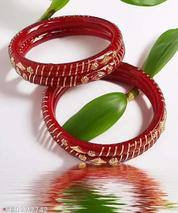 Pack_Of_2_Pairs_|_Maroon_Gold_Plated_Plastic_Shakha_Pola_Bangle_For_Women