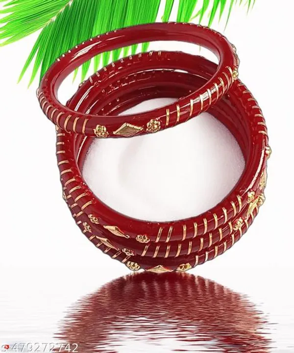 Pack_Of_2_Pairs_|_Maroon_Gold_Plated_Plastic_Shakha_Pola_Bangle_For_Women