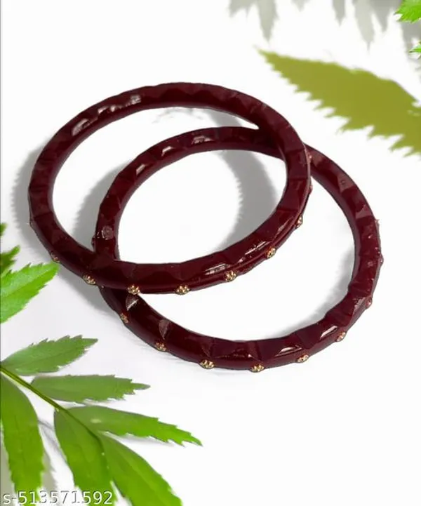 Pack_Of_2_Pairs_|_Maroon_Plastic_Copper_Ethnic_Casual_Pola_Bangle_For_Women