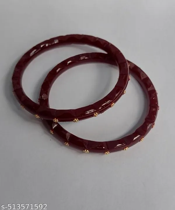 Pack_Of_2_Pairs_|_Maroon_Plastic_Copper_Ethnic_Casual_Pola_Bangle_For_Women
