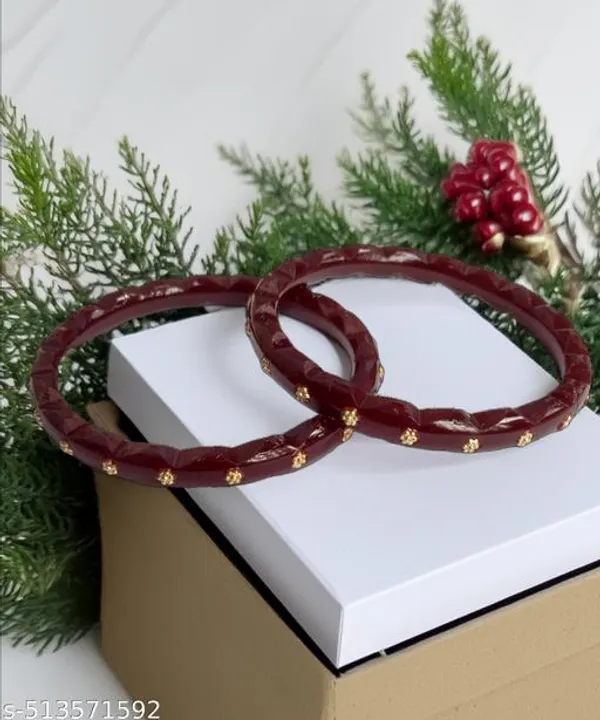 Pack_Of_2_Pairs_|_Maroon_Plastic_Copper_Ethnic_Casual_Pola_Bangle_For_Women