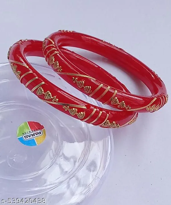 Pack_Of_2_Pairs_|_Red_Plastic_Copper_Golden_Detail_Ethnic_Bangle_Set_For_Women