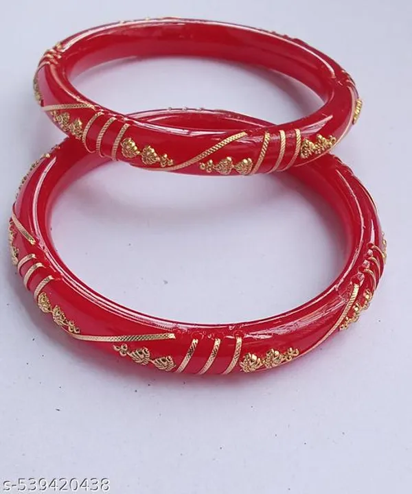 Pack_Of_2_Pairs_|_Red_Plastic_Copper_Golden_Detail_Ethnic_Bangle_Set_For_Women