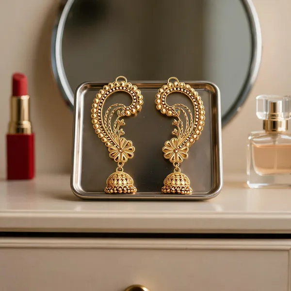 Pack_Of_2_Pairs_|_Gold_Copper_Brass_Paisley_Ear_Cuff_Earrings_For_Women