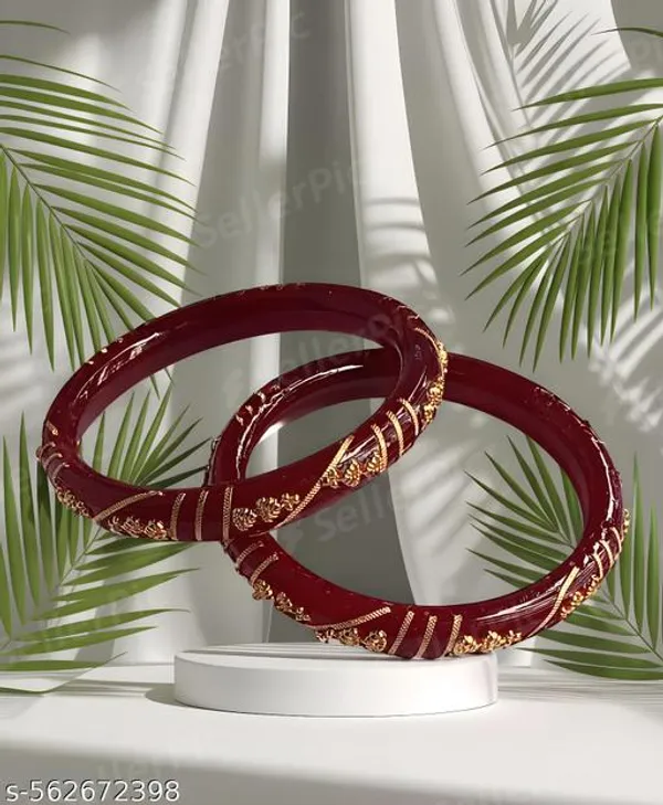 Pack_Of_2_Pairs_|_Maroon_Plastic_Copper_Gold_Plated_Ethnic_Bangle_Set_For_Women