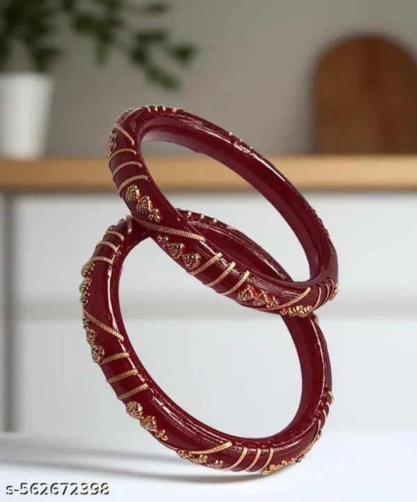 Pack_Of_2_Pairs_|_Maroon_Plastic_Copper_Gold_Plated_Ethnic_Bangle_Set_For_Women