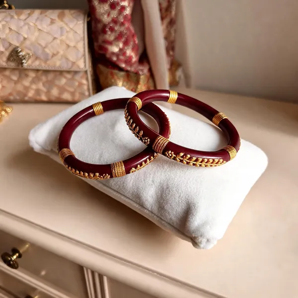 Pairs_|_Maroon_Plastic_Copper_Ethnic_Casual_Bangle_Set_For_Women