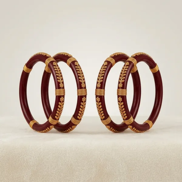 Pairs_|_Maroon_Plastic_Copper_Ethnic_Casual_Bangle_Set_For_Women