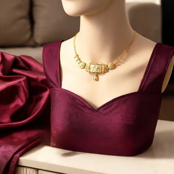 Gold_Copper_Gold_Plated_Floral_Choker_Necklace_For_Women