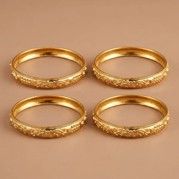 Pack_Of_2_Pairs_|_Gold_Copper_Floral_Engraved_Designer_Bauti_Bangle_For_Women