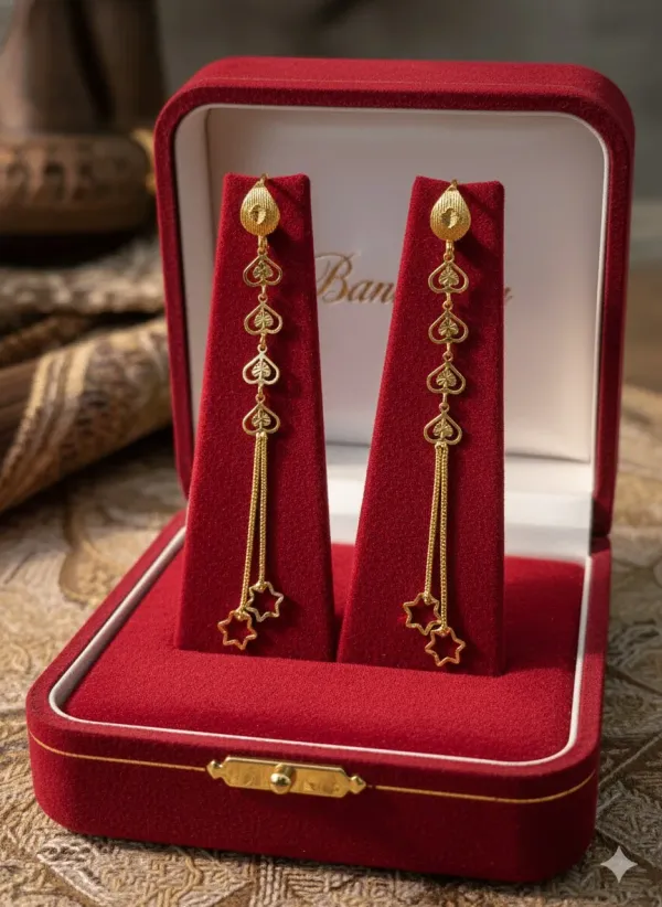 Pack_Of_2_Pairs_|_Gold_Copper_Heart_Chain_Long_Drop_Earrings_For_Women