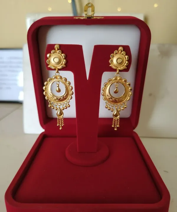Pack_Of_2_Pairs_|_Gold_Copper_Teardrop_Leaf_Motif_Drop_Earrings_For_Women