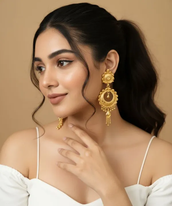 Pack_Of_2_Pairs_|_Gold_Copper_Teardrop_Leaf_Motif_Drop_Earrings_For_Women