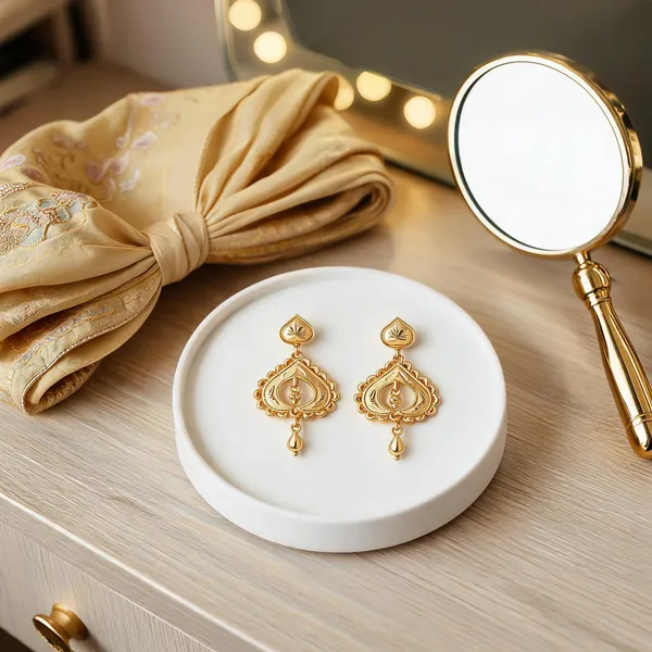 Pack_Of_2_Pairs_|_Gold_Copper_Teardrop_Motif_Ethnic_Casual_Drop_Earrings_For_Women