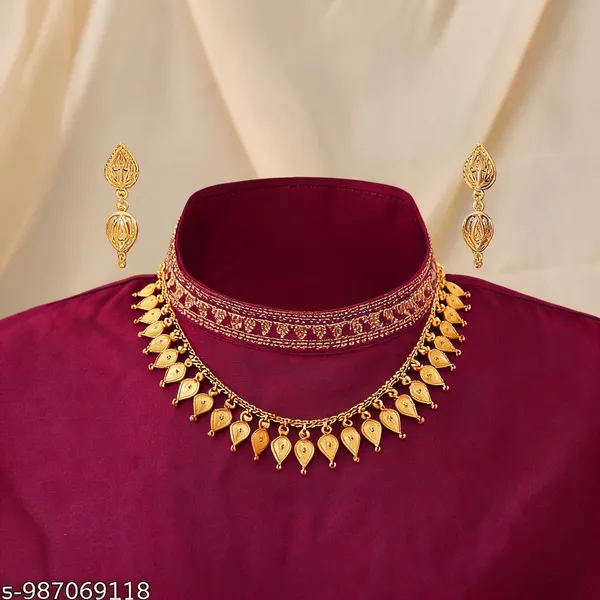 Gold_Copper_Gold_Plated_Necklace_Set_With_Earrings_For_Women