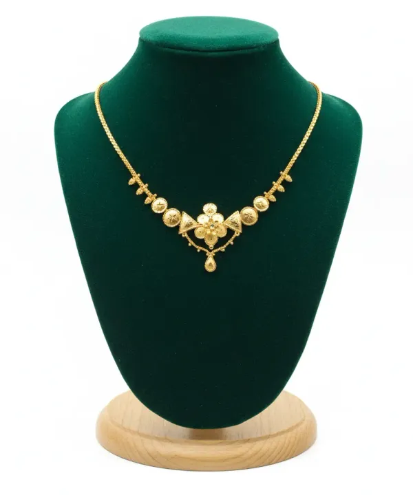 Gold_Copper_Gold_Plated_Floral_Pendant_Designer_Necklace_For_Women