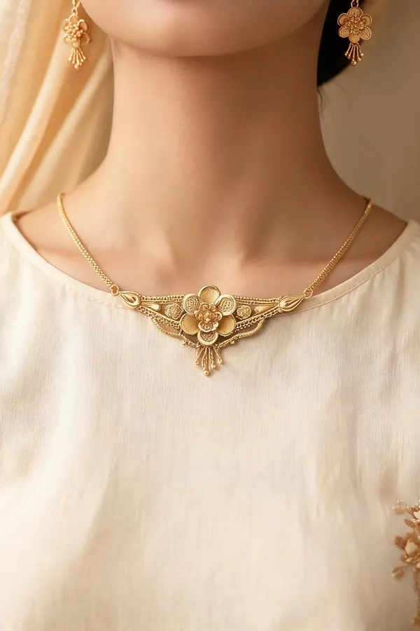 Gold_Copper_Gold_Plated_Floral_Adjustable_Necklace_For_Women