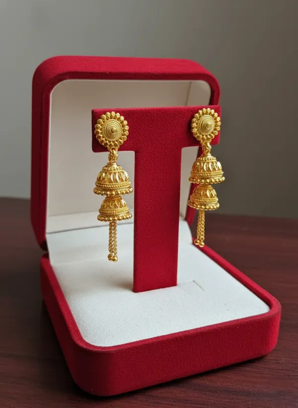Pack_Of_3_Pairs_|_Gold_Copper_Gold_Plated_Double_Layer_Jhumka_Earrings_For_Women