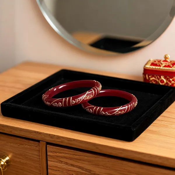 Pack_Of_2_Pairs_|_Maroon_Plastic_Copper_Gold_Plated_Ethnic_Bangle_Set_For_Women