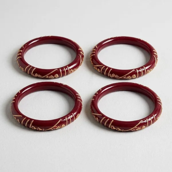 Pack_Of_2_Pairs_|_Maroon_Plastic_Copper_Gold_Plated_Ethnic_Bangle_Set_For_Women