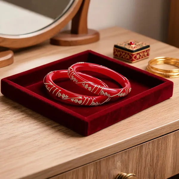 Pack_Of_2_Pairs_|_Red_Plastic_Copper_Golden_Detail_Ethnic_Bangle_Set_For_Women