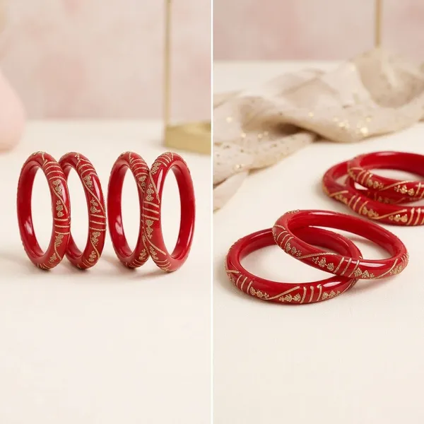 Pack_Of_2_Pairs_|_Red_Plastic_Copper_Golden_Detail_Ethnic_Bangle_Set_For_Women