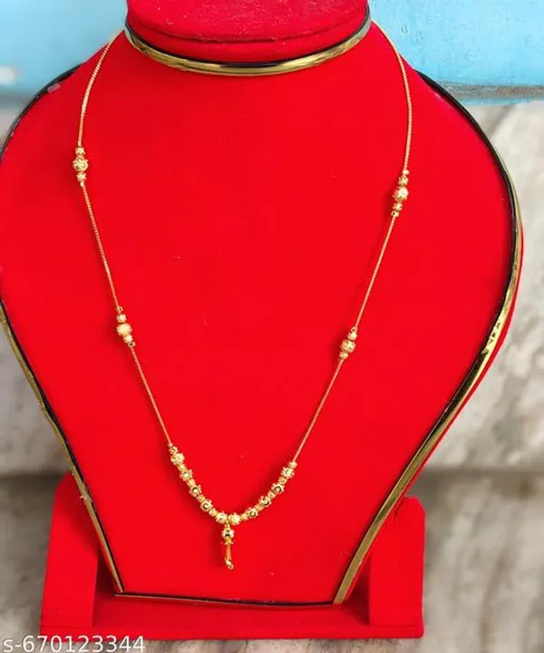 Gold_Copper_Beaded_Drop_Chain_Necklace_Set_For_Women
