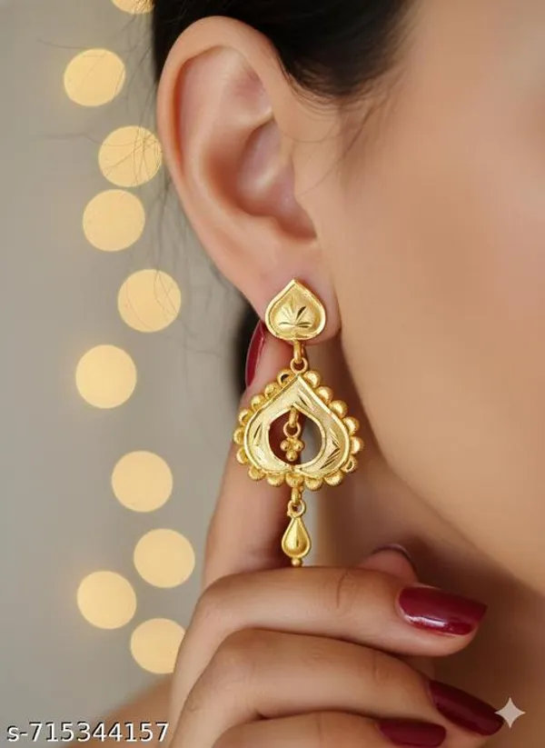 Pack_Of_2_Pairs_|_Gold_Copper_Teardrop_Motif_Ethnic_Casual_Drop_Earrings_For_Women