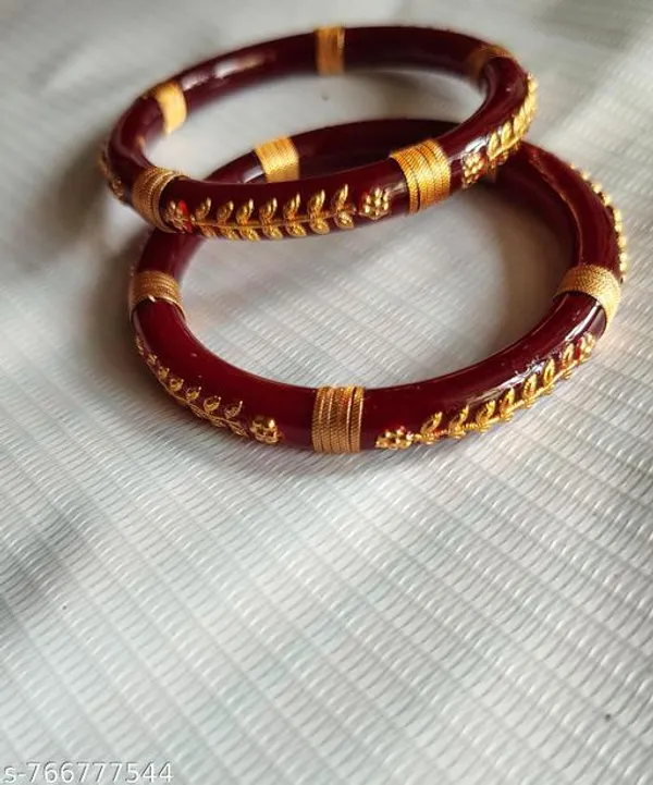 Pairs_|_Maroon_Plastic_Copper_Ethnic_Casual_Bangle_Set_For_Women