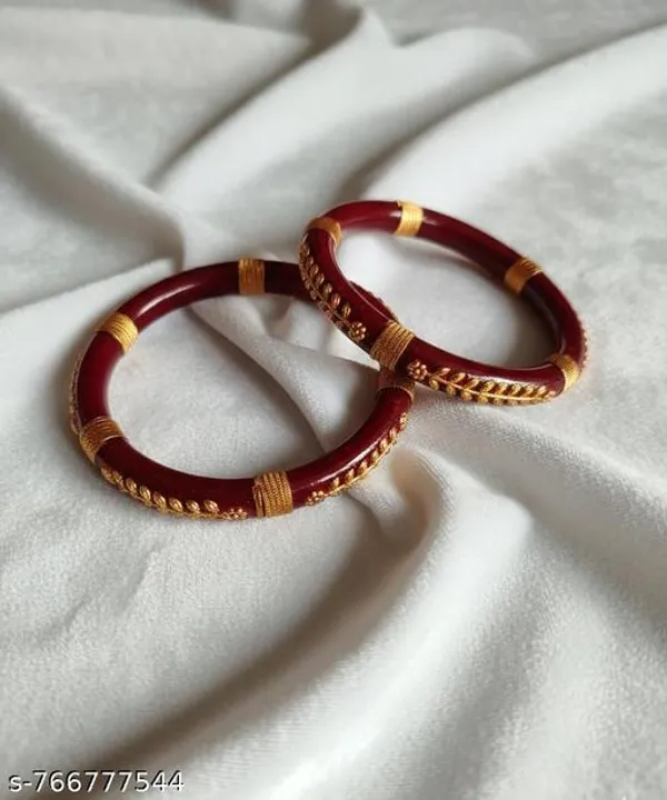 Pairs_|_Maroon_Plastic_Copper_Ethnic_Casual_Bangle_Set_For_Women